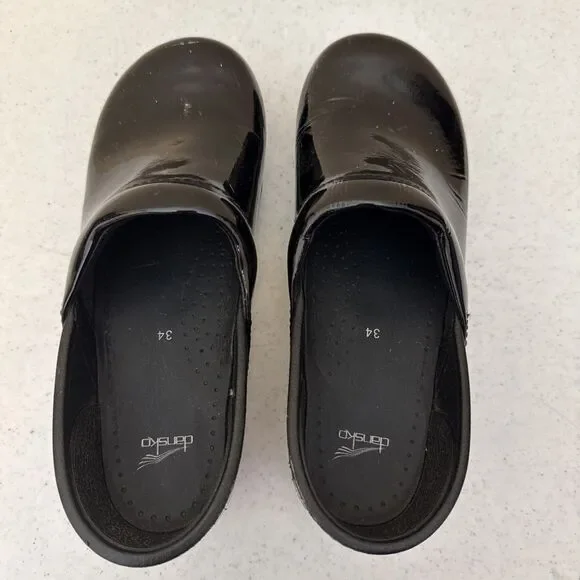 Dansko 34 Shiny Black Leather Work Clogs Nurse Work Shoe - Picture 10 of 16